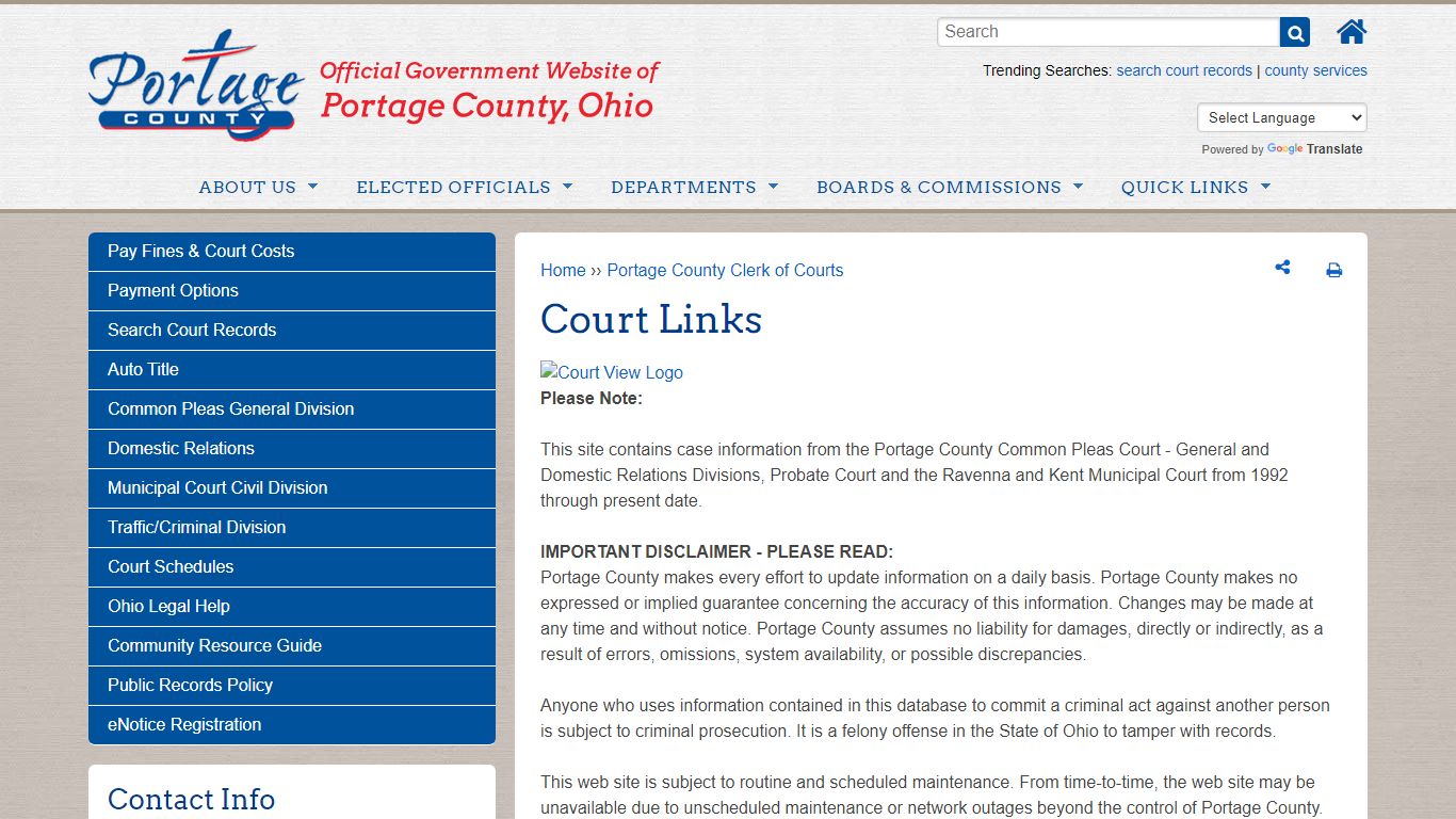 Court Links | Portage County OH